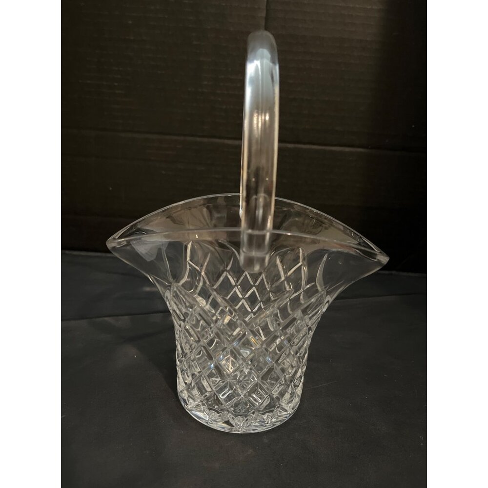 Irish Crystal Diamond Pattern Basket Czech Republic 9.5”x7”